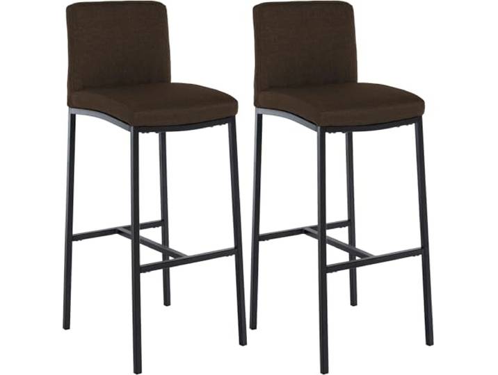 CLP Barhocker 2er Set mit Lehne Freeport, Barstühle gepolstert, Moderne Tresenstühle mit Metallgestellen matt-schwarz und Fußablagen, Farbe: braun, Material: Stoff
