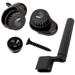 Planet Waves Strap Locks Schwarz mit Saitenkurbel, Gitarre Zubehör, Schwarz