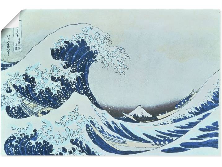 Poster ARTLAND Die grosse Welle von Kanagawa. 1831 , blau (farbe bild(er): blau), B:90cm H:60cm, Bilder, Poster, ohne Rahmen