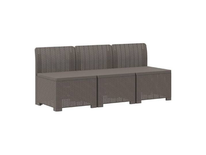vidaXL Sofaelement 3-Sitzer Garten Sofa Rattan Look 3-Sitzer PP Hellgrau