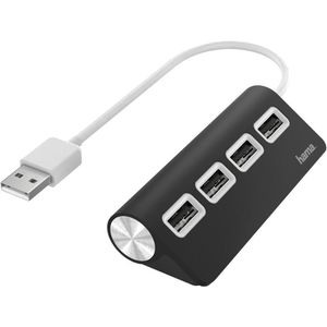 Hama USB-Hub 200119, schwarz, 4 USB 2.0 Ports, Anschluss-Stecker USB-A