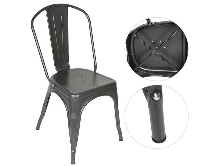 KEDIA Lot de 4 chaises de Salle à Manger chaises de Cuisine pour Salle à Manger Cadre en Acier (85x45x45)cm Gris foncé
