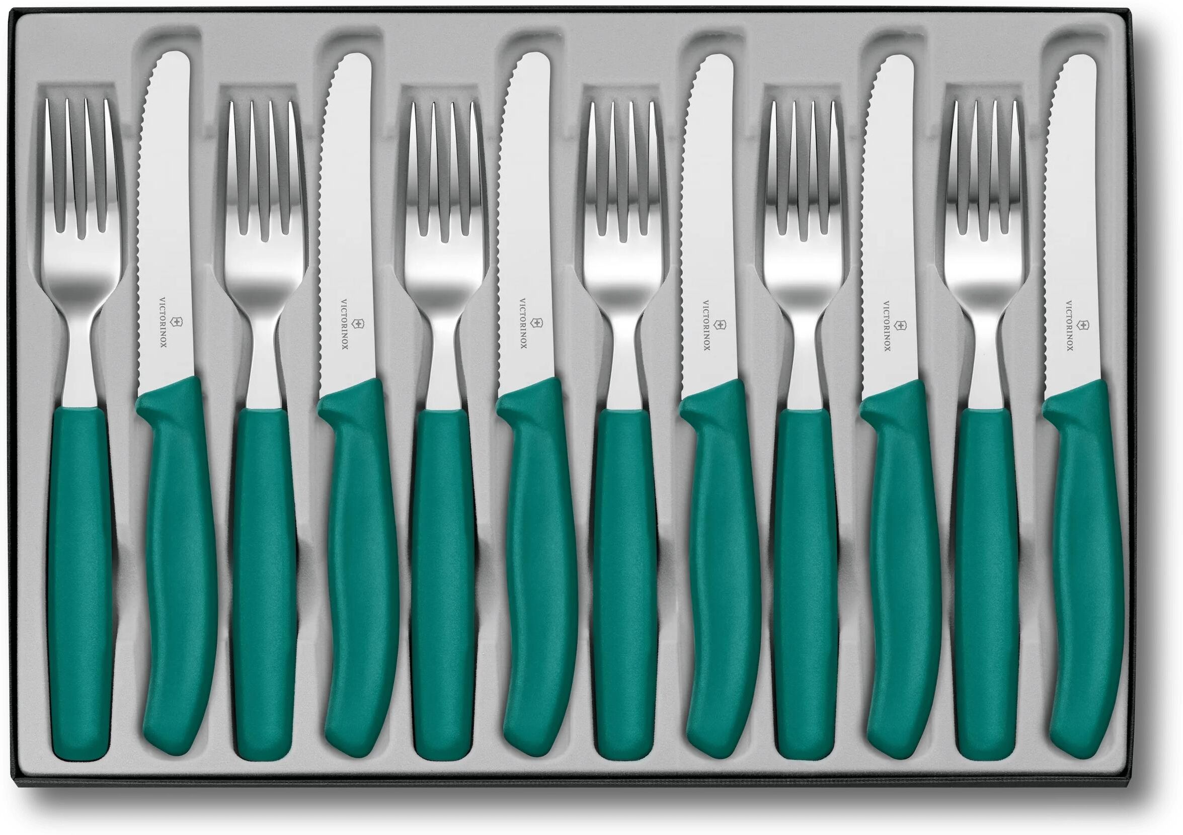 Besteck-Set VICTORINOX "Classic, 12-teilig", grün, 12 Stk., Stahl, Essbesteck-Sets, Besteck-Set grün 12 Stk.