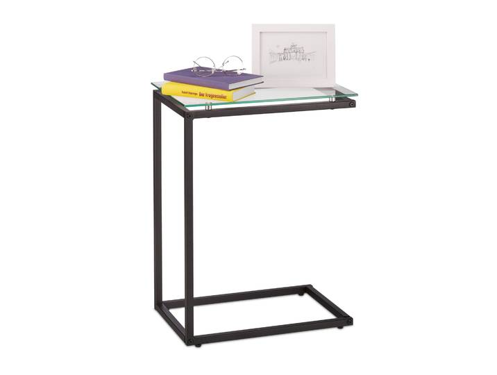 Beistelltisch Materialmix u-förmig Schwarz-Transparent