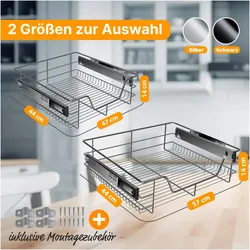 Kesser Teleskopschublade Einfache Montage Flexible Vollauszugsschienen, Küchen Organizer, Schwarz