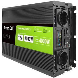 Green-Cell Spannungswandler INVGC12P2000LCD, 12V auf 230V, reiner Sinus, 500W / 1000W