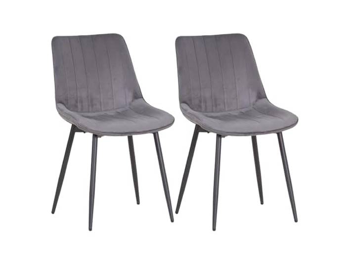 ALBATROS Esszimmerstuhl BOSA - 2er Set Grau, Küchenstuhl im Retro Look – ergonomisch & gepolstert – Samtbezug & Metallbeine – bequem & pflegeleicht – Esszimmer, Wohnzimmer
