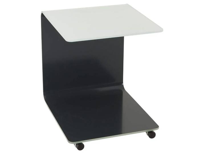 Beistelltisch Zaara, Glas, Reinweiss, Anthrazit, b 45