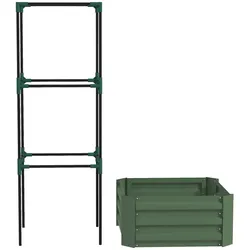 Outsunny Großes Outdoor-Hochbeet mit Rankgitter und offenem Boden für Kletterpflanzen — 61x61x140 cm (Grün)