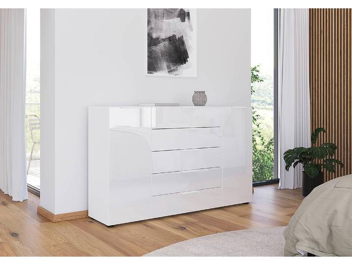Sideboard Flipp Glas Typ B 160cm Weiß/Weiß