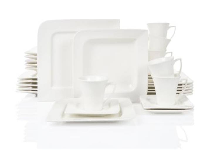 Fantastic Kombiservice 30-teilig für 6 Personen, creméweiß eckig Porzellan ein elegantes Set für fantastische Momente, edle Optik, perfekte Haptik und ein sanfter Farbton für den fein gedeckten Tisch
