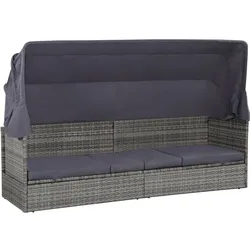 Helloshop26 - Gartensofa mit grauem Baldachin 205 x 62 cm Kunstharzgewebe