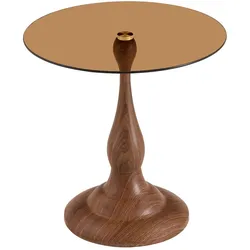 BEISTELLTISCH Rund Glas Modern Sofatisch Metallgestell Braun & Schwarz