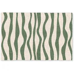 FUSSMATTE Wellenlinien - Beige - Grün - Streifen - Abstrakt Fußabtreter 90x60 cm