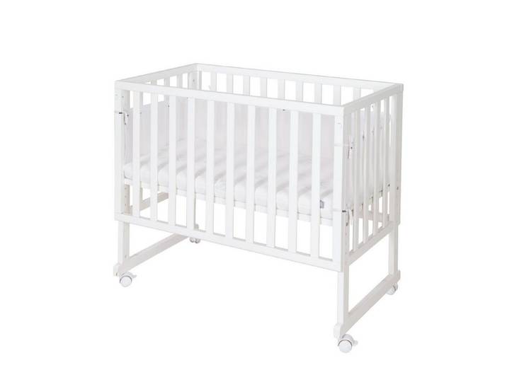 roba® Beistellbett Sternenzauber - Stubenwagen - atmungsaktiv - für sicheren Schlaf, Stubenbett höhenverstellbar inkl. Matratze, Canvas Barriere & Nestchen
