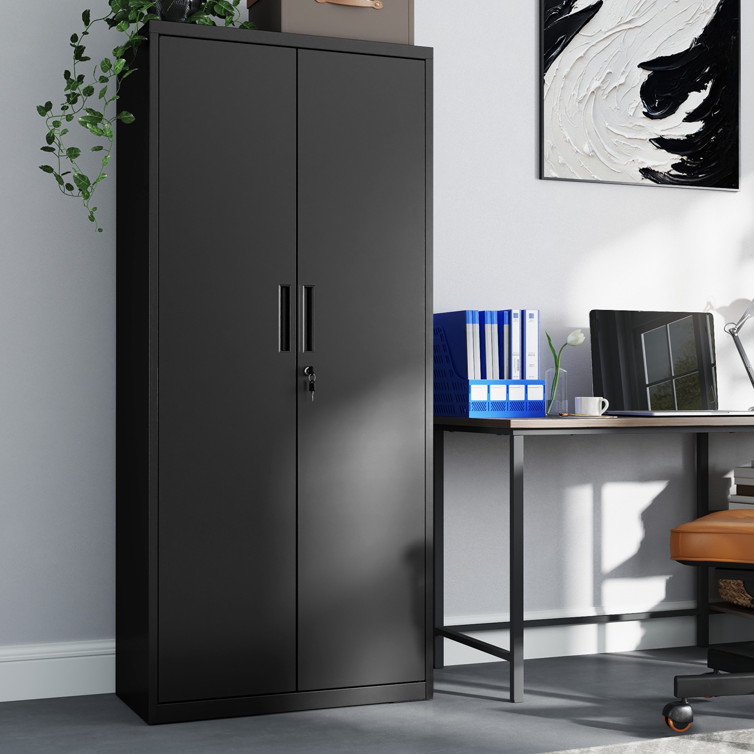 SONGMICS Aktenschrank, Mehrzweckschrank, Aufbewahrungsschrank OMCB35015B01