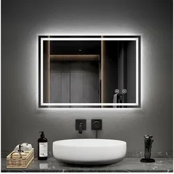 Emke, Spiegelschrank, Badspiegel mit Beleuchtung 70*50cm,Beschlagfrei, Kaltweiss6500K, Dimmbar, Touch Schalter (70 x 50 x 50 cm)