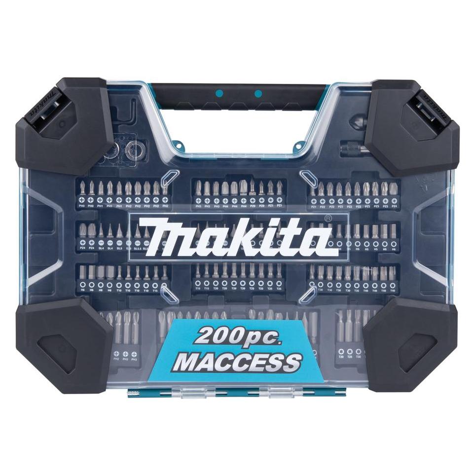 Makita Zubehör E-22610 Bohrer-Set 200-teilig (Innenvierkant, Kreuz Phillips PH, Kreuz Pozidriv PZ, Schraubschlitz) (E-22610)