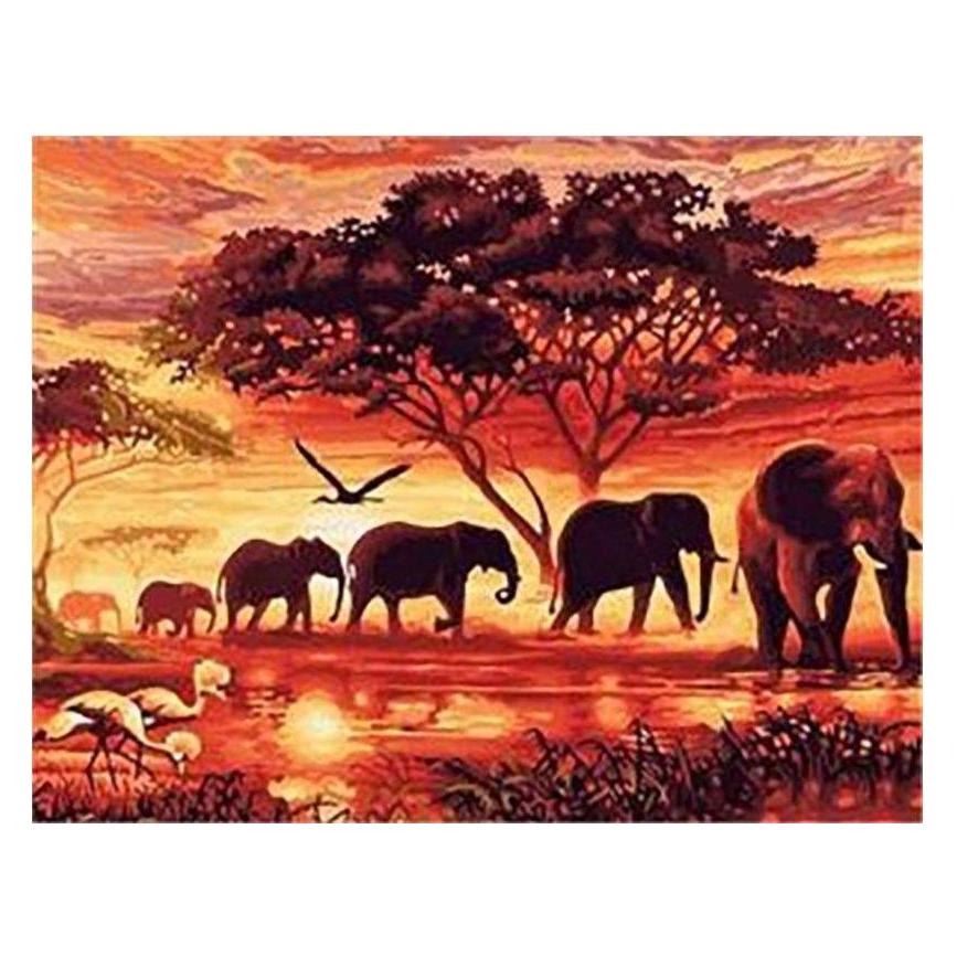 Pracht Diamond Painting 6037-40191 Elefanten in der Savanne 25 x 35 cm (6037-40191)