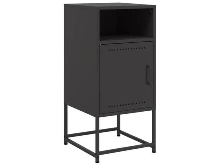 KDVXBCQJH Nachttisch Schwarz 36x39x78 cm Stahl Beistelltisch Vielseitiger Kommodenschrank für Schlafzimmer und Wohnbereich mit pflegeleichter Struktur und stabiler Wandbefestigung.