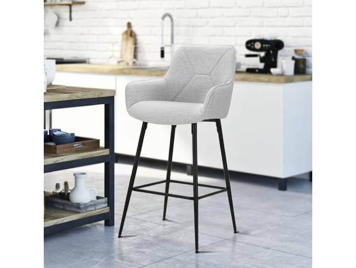 Dmora Sitzhocker Bobbio 55x55x109 cm Grau gepolstert, Belastbar