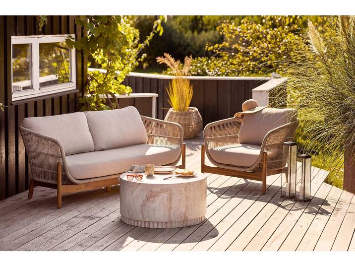 Garten Beistelltisch Avenlya - massive Steinoptik - Grau - Luxusbetten24