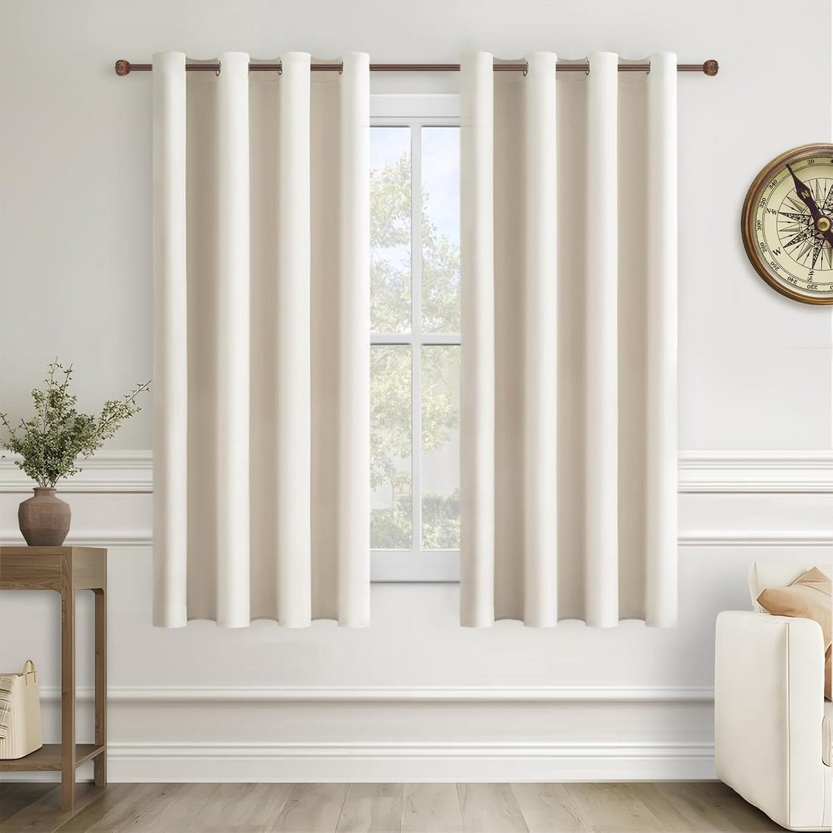 Lichtbeige korte gordijnen - Semi-verduisterende decoratieve panelen - 140 x 160 cm