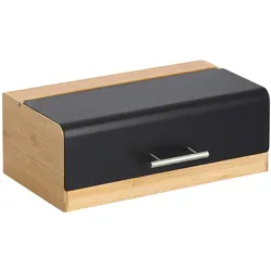 Zeller Present Brotkasten Bambus Metall 36.3x20x13.5 cm, Brotaufbewahrung, Schwarz, Braun