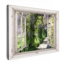LEINWANDBILD Blauer Regen - Blumen - Aussicht - Baum - Frühling Wandbilder 80x60 cm