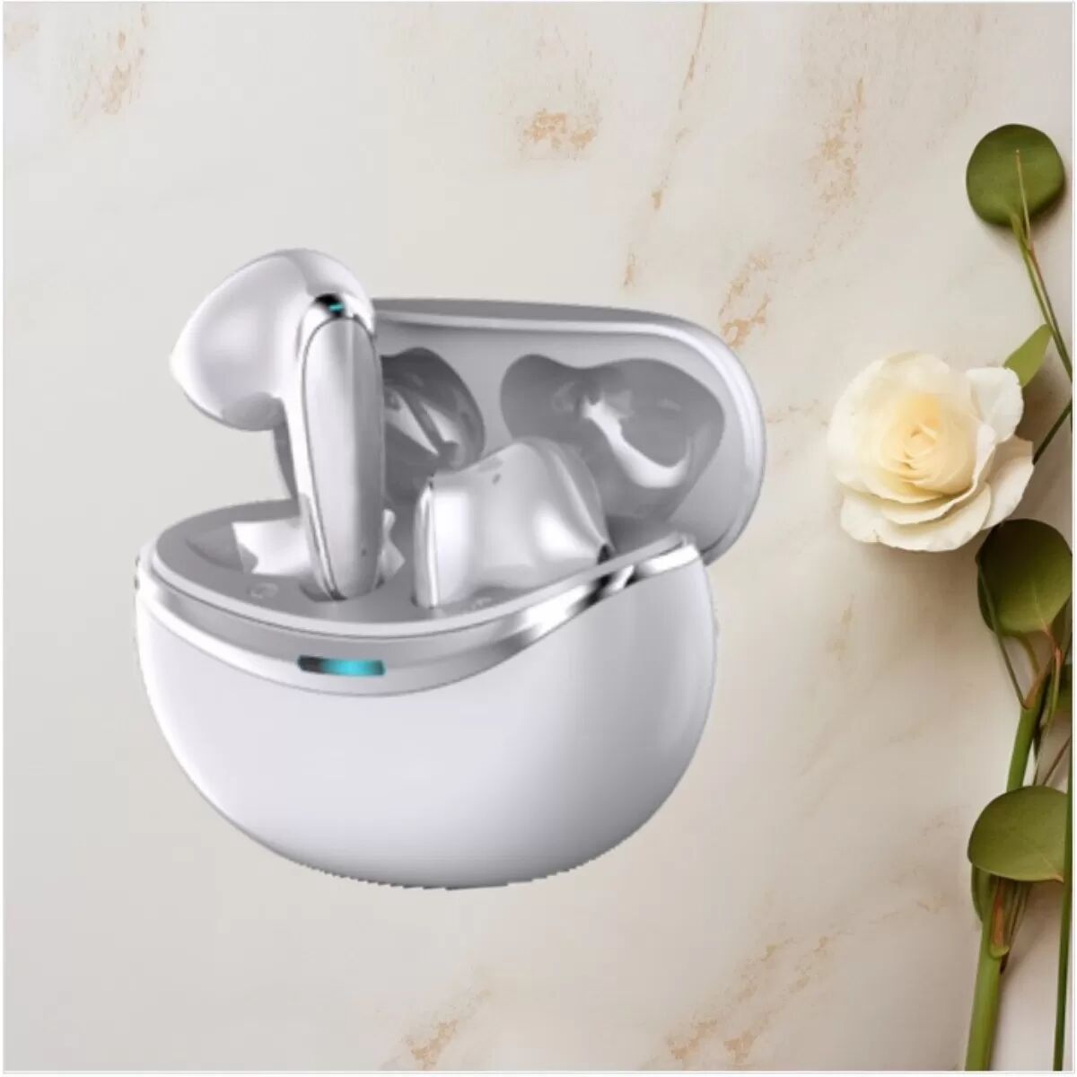INF Smart-Touch In-Ear-Kopfhörer mit Noise-Cancelling, Hi-Fi Bluetooth True Wireless Stereo, 400MAH Ladeetui, Ergonomische Weiß