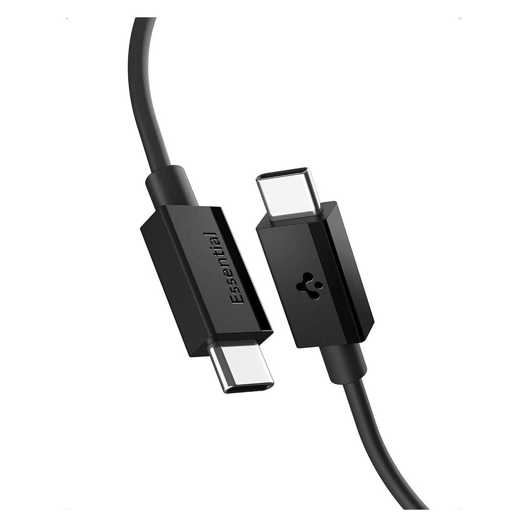 Spigen - Data Cable Essential EB6015CC (ACA10417) - Fast Charging, 2x Type-C, 60W, 480Mbps - Black (1.50 m, 60 W) (ACA10417)