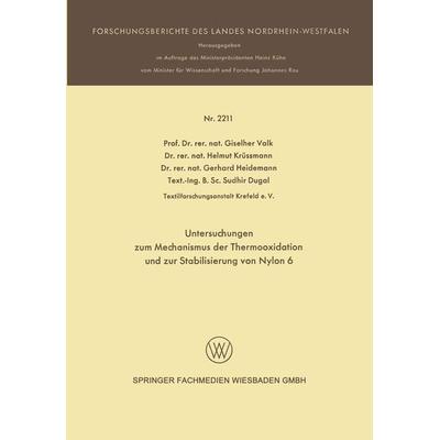 Untersuchungen zum Mechanismus der Thermooxidation und zur Stabilisierung von Nylon 6, Taschenbuch von Giselher Valk,Helmut Krüssmann,Gerhard