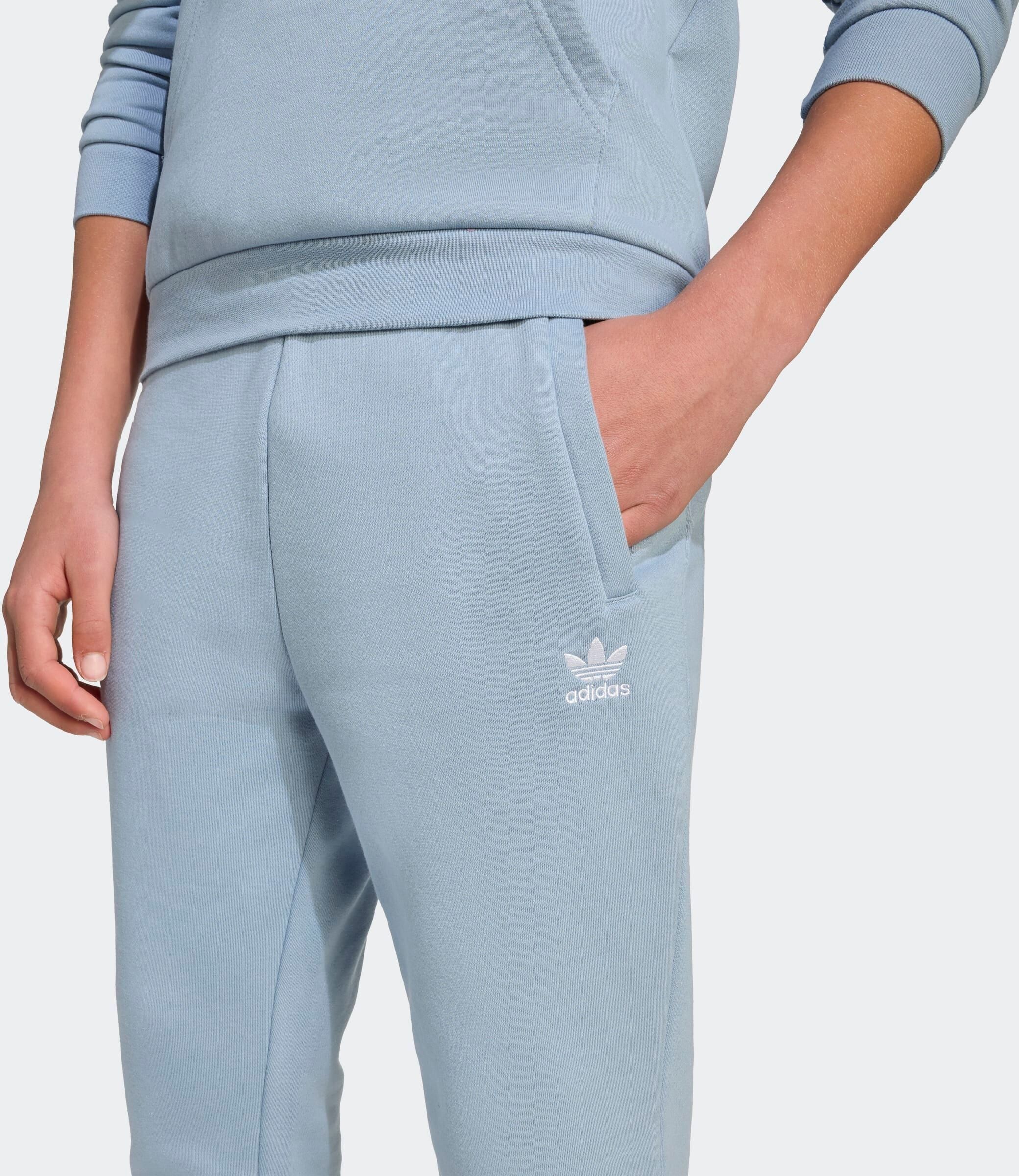Sporthose ADIDAS ORIGINALS "PANTS", Mädchen, Gr. 176, N-Gr, blau (tactile blau,), Obermaterial: 70% Baumwolle, 30% Polyester, Hosen Sporthose, für Kinder, mit Kordelverschluss, aus Baumwolle und Polyester tactile blau, 176, N-Gr