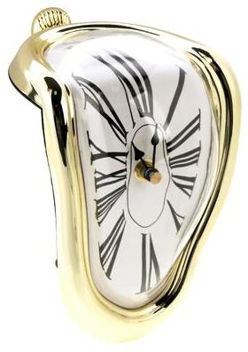 Everyday Crate Dali Inspired Melting Clock Retro Surreal Desk Timepiece With Roman Numerals gold
