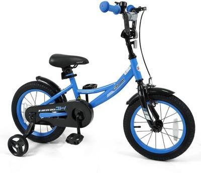 Costway 12/14/16/18 Inches Kids Bike with Removable Training Wheels and Adjustable Seatfor 3-8 Years Old Navy-14 inches
