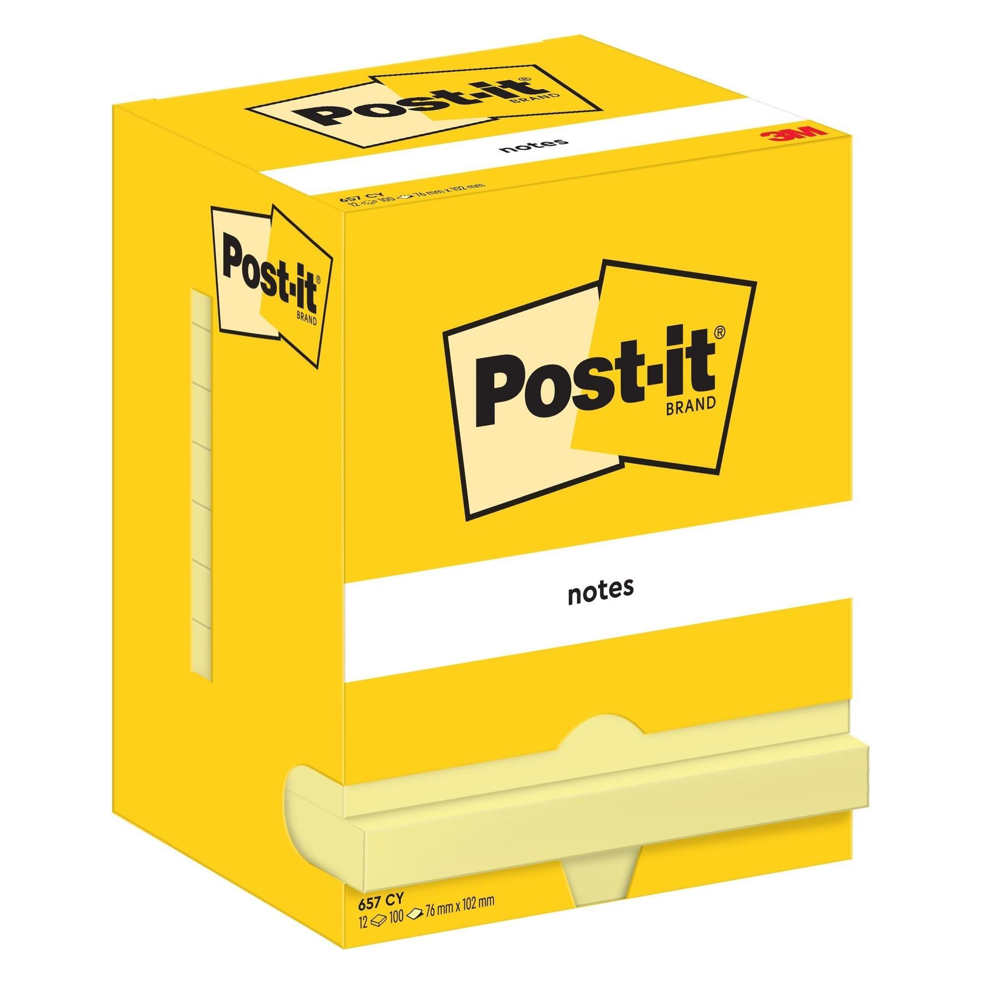 Post-it Haftnotizen Standard 657 gelb 12 Blöcke (102 x 76 mm) (7100290168)