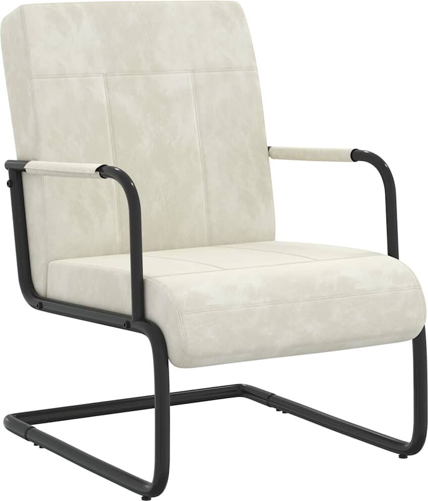 vidaXL Chaise cantilever Blanc crème Velours