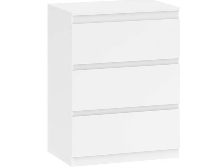 Redom Kommode mit 3 Schubladen, grifflosem Design und Anti-Kipp-Schutz, Weiß, Holz, 60x79x40 cm, Kleinmöbel, Kommoden, Kommoden