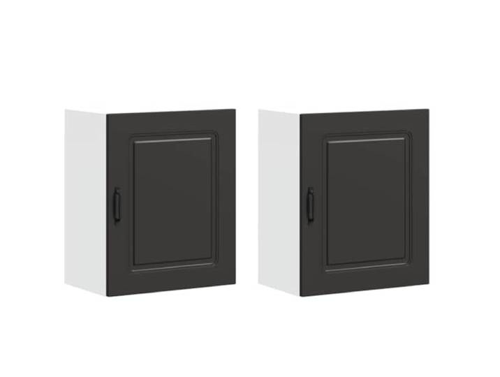 IBUQDDV Küchen-Hängeschränke 2 STK. Kalmar Schwarz Holzwerkstoff Wandmontage, Wandbefestigung inklusive, Schrauben und Dübel nicht enthalten, feuchtes Tuch zur Reinigung