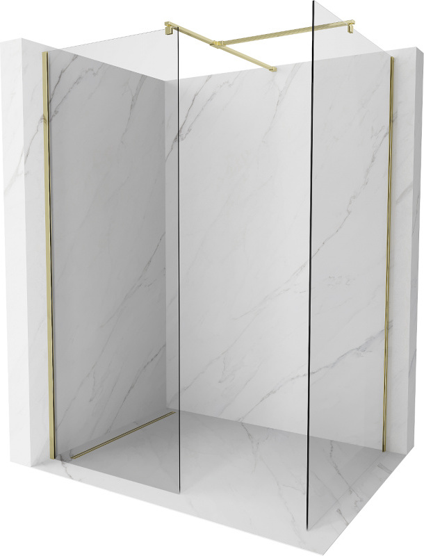 Mexen Kioto Duschwand Walk-in 110 x 110 cm, transparent, gold - 800-110-202-50-00-110