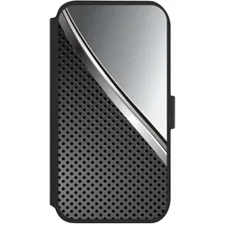 Nivocase Klapphülle für Apple iPhone 11 Handyhülle aus Kunst Leder NIVOflip schwarz Carbon Metall Stahl (Apple iPhone 11), Smartphone Hülle, Schwarz