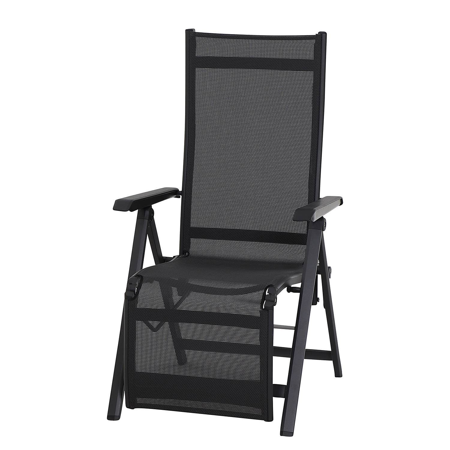 home24 Relaxfauteuil Tesoro zwart modern tuinmeubel van aluminium en polyester-PVC