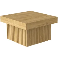 COUCHTISCH quadratisch natur mit rillen-optik & mdf-basis