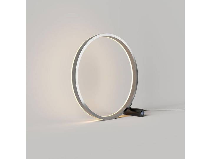 s.luce Led-Tischlampe Ring Direkt/Indirekt Schwarz/Aluminium Ø 40cm, Schwarz, Alufarben, Metall, Rund, LED integrated, 40x40x3.3 cm, Lampen & Leuchten, Innenbeleuchtung, Tischlampen