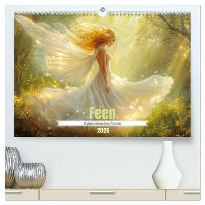 Feen - Naturverbundene Wesen (hochwertiger Premium Wandkalender 2026 DIN A2 quer), Kunstdruck in Hochglanz