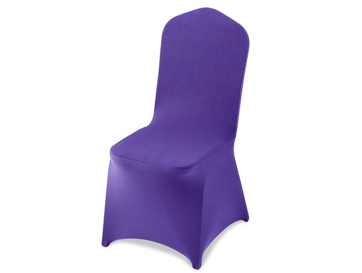 SucceBuy 50 pièces housses de chaise violettes Polyester Spandex housse de chaise housses extensibles pour fête de mariage housses de chaise avant plate