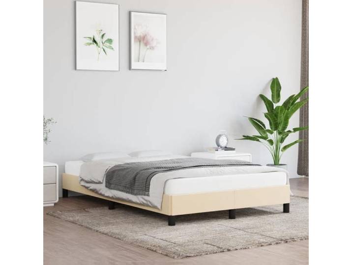 CHIC Lit adulte 2 places - 120x190 cm Structure/Cadre de lit crème 120x190 cm tissu #Sara40047