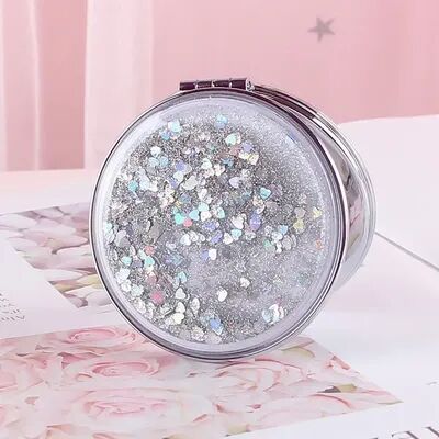 Fusion Finds Flowing Sand Compact Pocket Mirror With 2X Magnifying Double Sided Travel Makeup Mirror ivory