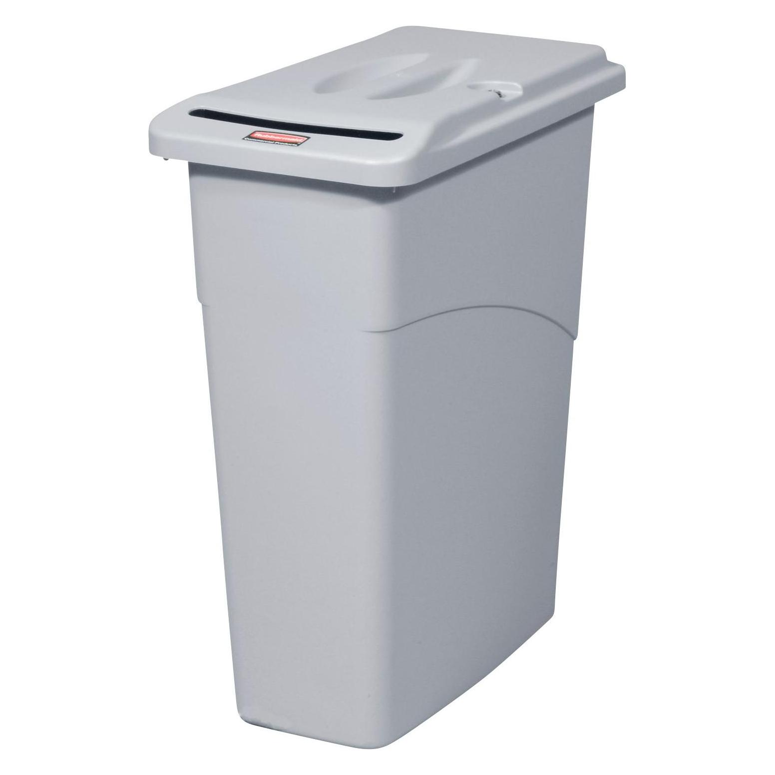 Rubbermaid Mülleimer Slim Jim Combo 87 L Grau Abschliessbar für vertrauliche Dokumente (87 l) (FG9W1500LGRAY)