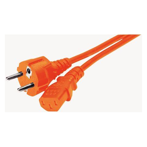 Exertis Connect Netzanschlusskabel, Schukostecker gerade an Kaltgerätebuchse, orange, 1,8 m Netzanschlusskabel für D (1.80 m) (808073)